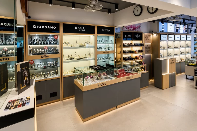 modern watch store with sleek displays